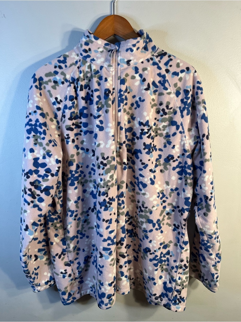 Eddie Bauer Fleece Light Pink/Blue/Gray Printed Zip-Up Jacket